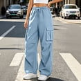 thumbnail image 3 of Aeguzox Womens Pants Elastic Waisted Outdoor Joggers Casual Loose Solid Color Cargo Pants with Multi-Pockets,Sizes S-2XL, 3 of 7