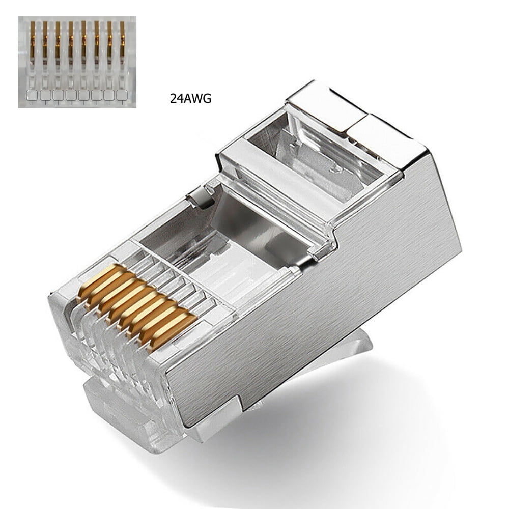 Cable Matters 100-Pack Cat 6A Shielded RJ45 Pass-Through Connectors - For Solid/Stranded Ethernet Cable
