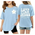 thumbnail image 1 of T-shirts à Manches Courtes pour Enfants Filles Été Tops Surdimensionnés Décontractés Col Rond Basiques, 1 of 6