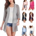 thumbnail image 4 of ZPAQI Women Casual Chiffon Cardigan 3/4 Sleeve Cardigan Beach Kimono-Coverup S-3XL, 4 of 21
