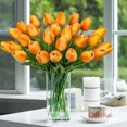 thumbnail image 4 of Briful 24Pcs Tulips Orange Artificial Flowers 13.5" Fake Tulips Spring Faux Flowers Picks in Bulk Vase Fowers Bouquet, 4 of 6