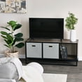 thumbnail image 4 of Household Essentials Jamestown TV Stand Coffee Table with Square Cube Storage Compartments Ashwood Rustic Wood Grain and Black Metal, 4 of 13