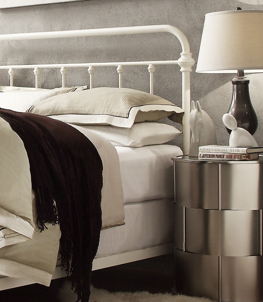 Weston Home Nottingham Spindle Metal King Headboard, Antique White