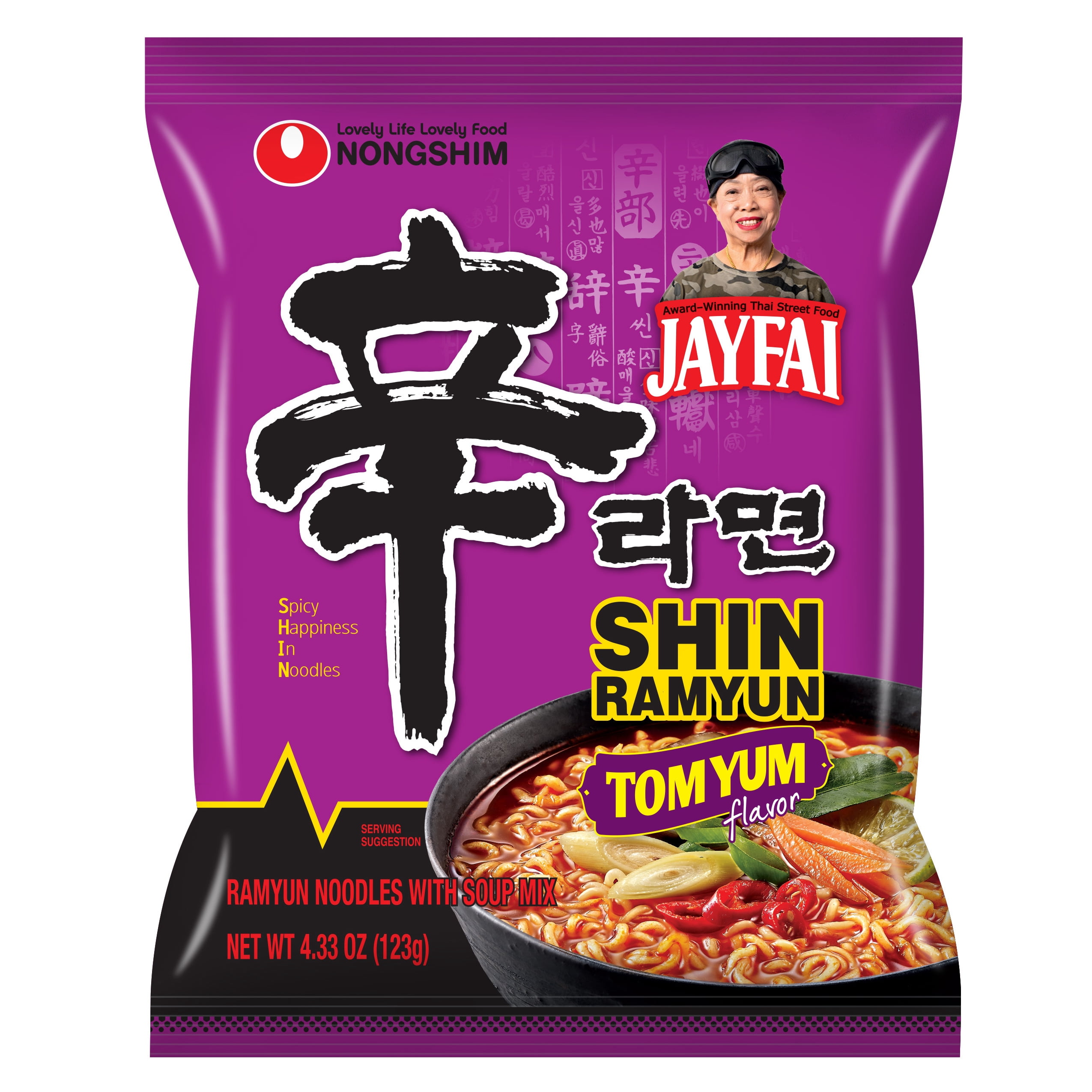 Nongshim Shin Tom Yum (Jay Fai), 4.33 oz (123g), 4 pack
