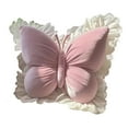 thumbnail image 3 of Cojín decorativo con forma de mariposa para sofá, ideal para fotos. Cojín lumbar con soporte para la espalda. Rosa, 3 of 9