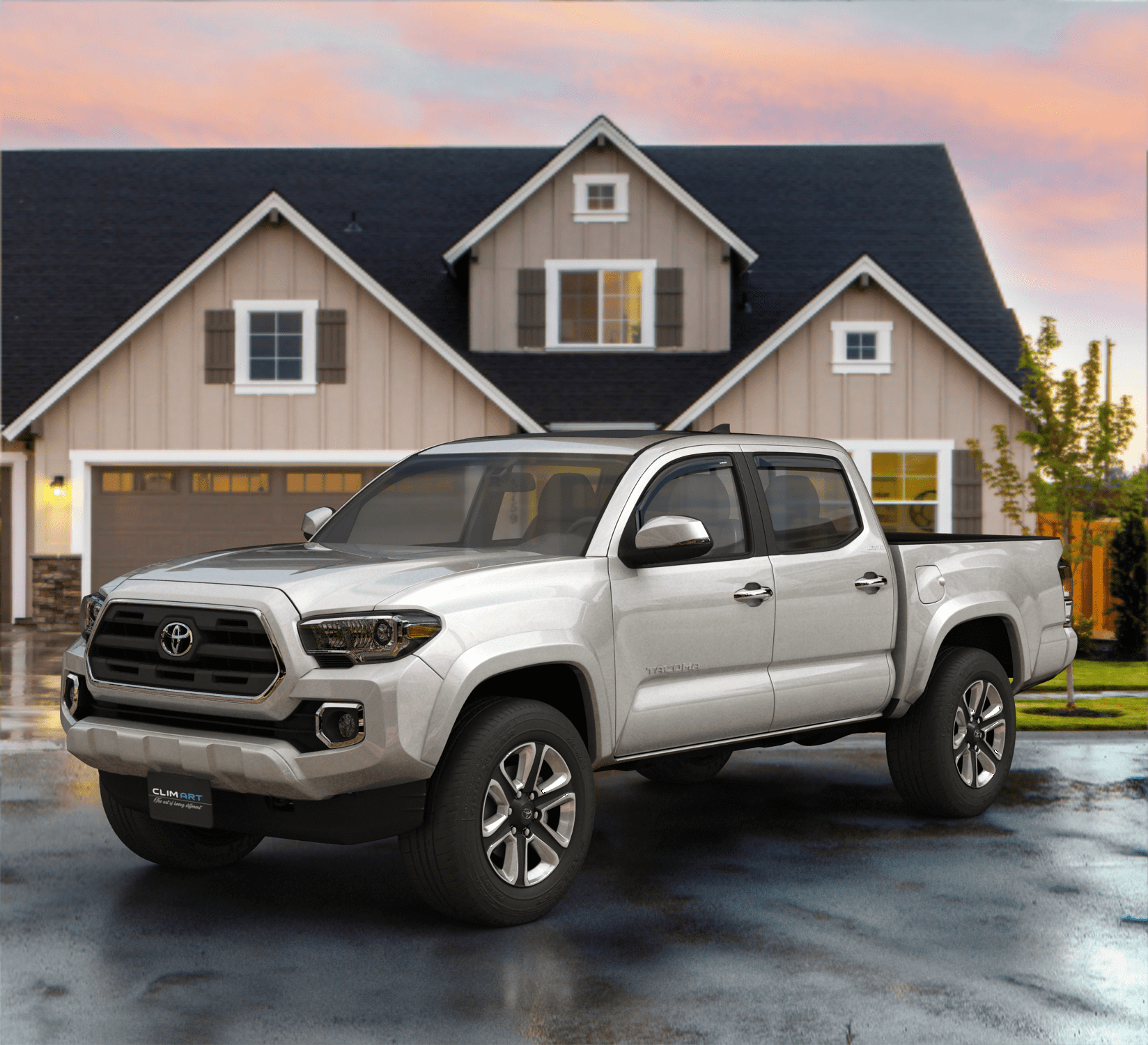Original Window Deflectors Vent Deflector Smoke Truck Accessories 4 pcs- 616012 CLIM ART in-Channel Incredibly Durable Rain Guards for Toyota Tacoma Truck 2016-2020 Double Cab Vent Window Visors