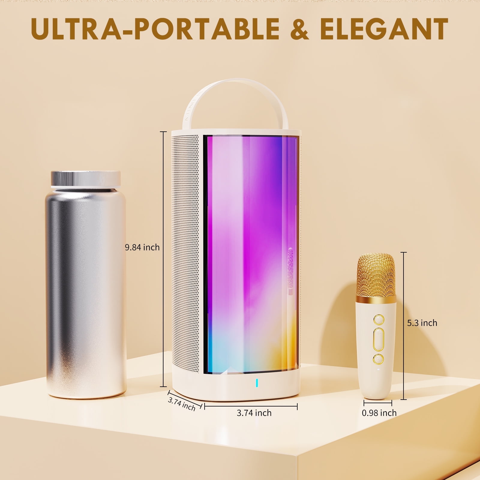 JAUYXIAN Karaoke Machine, Portable Karaoke Speaker with RGB Lights, Wireless Mic, Bluetooth Karaoke System for Girls/ Boys, D31