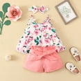 thumbnail image 3 of XXWXYD Toddler Sunflower Print 4PC Outfit Set, Sleeveless Vest + Shorts + Headband - Summer Beach Wear Outfit, 3 of 7