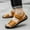 #0034-Yellow, variant on Men'S Pu Leather Flat Sandals With Adjustable Dual-Use Ankle Straps Comfortable Breathable Open-Toe Slip-On Sandals, Soft Casual Sliding Slippers Hiking Sandals Open Toe for Work Driving Gift