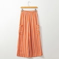 thumbnail image 5 of Striped Pants Women Wide Leg High Waist Cropped Trousers With Pockets Drawstring Casual Workout Stretchy Sweatpants, 5 of 5
