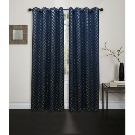 Blackout Curtain Panel Contemporary Moroccan Foil Printed 54 X84