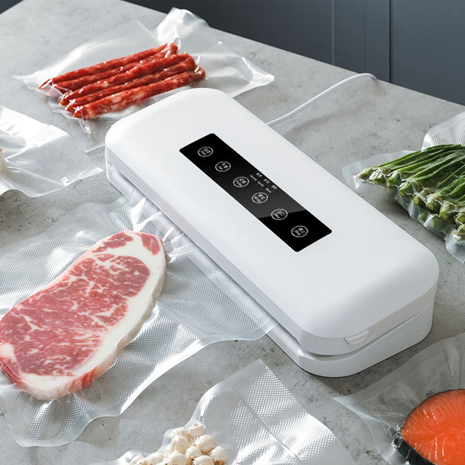 FHBVT Automatic Vacuum Sealer 15.24In 3 Sealing Modes Dry Wet Food Mode LED Indicator 10 Sealing Pockets External Suction Pipe for Home Kitchen Food Preservation Storage Tool Decor