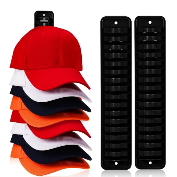 Hat Rack for Wall,2 Packs Hat Organizer for Baseball Caps Adhesive Hat Hooks Hold Up to 32 hats, Hat Storage Display Hat Hanger Holder for Door, Closet, Office, Bedroom