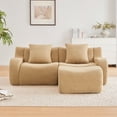 thumbnail image 3 of L-Shaped Teddy Fabric 2-Seat Boneless Sofa, No Assembly Required, Curved Armrest, Streamlined Ergonomic Design, 32D High Density Sponge, For Living Rooms, Rest Areas, Bedroom, Camel, 3 of 9