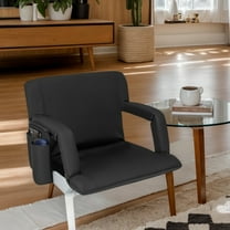 GVN Stadium Seat for Bleachers with Back Support 6 Adjustable Positions-Black