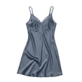 thumbnail image 4 of SELONE Lace Nightgowns for Women Sleep Shirts V Neck Sleepshirt Slit Lace Sleeveless Short Dress Comfy Loungewear, 4 of 5