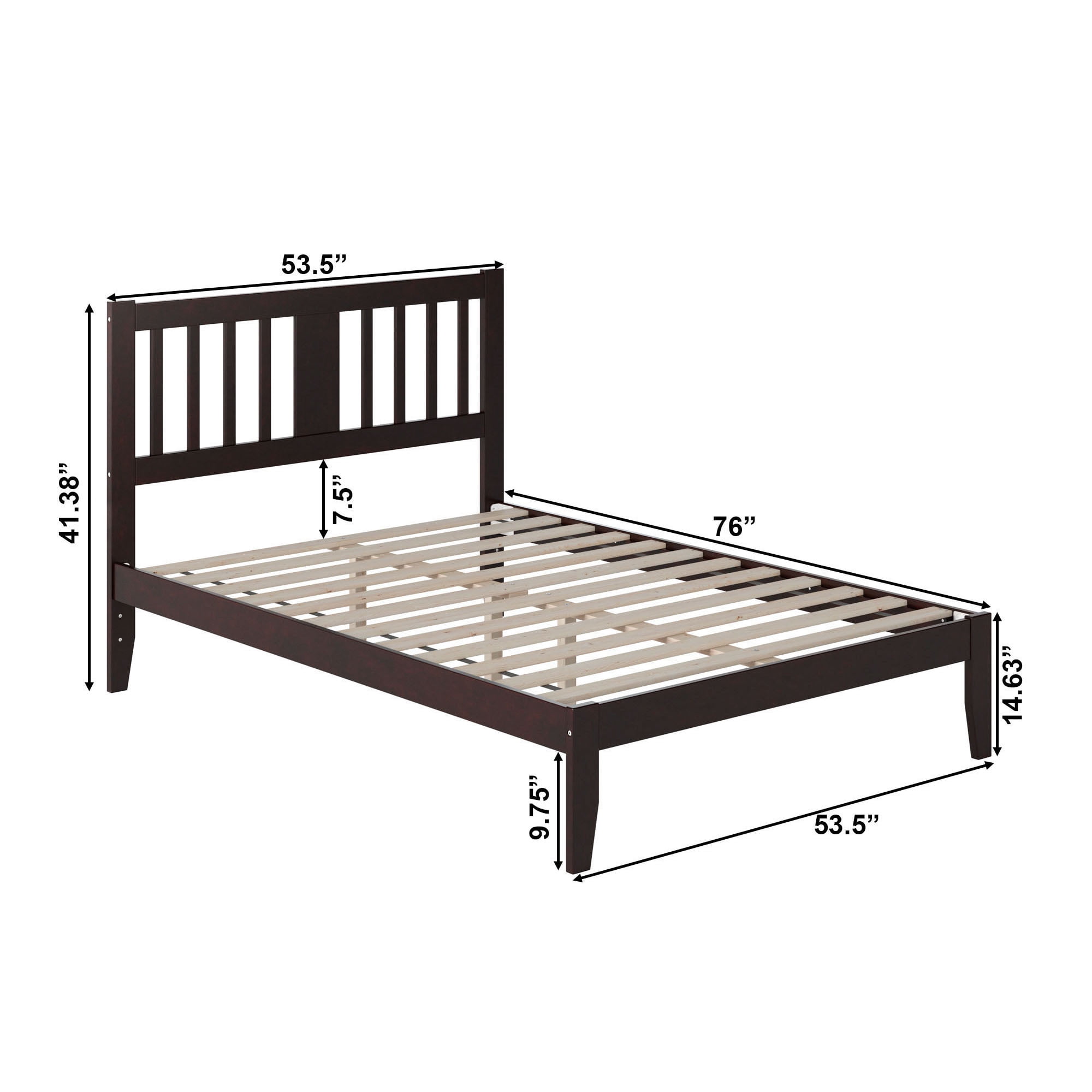 AFI Tahoe 14" Full Wood Platform Bed Frame with Slatted Headboard, Espresso