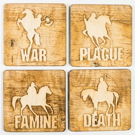 4 Horsemen Wood Coaster Set of four 4x4in Raw Wood 4 Horsemen Wood Coaster Set of four 4x4in Raw Wood