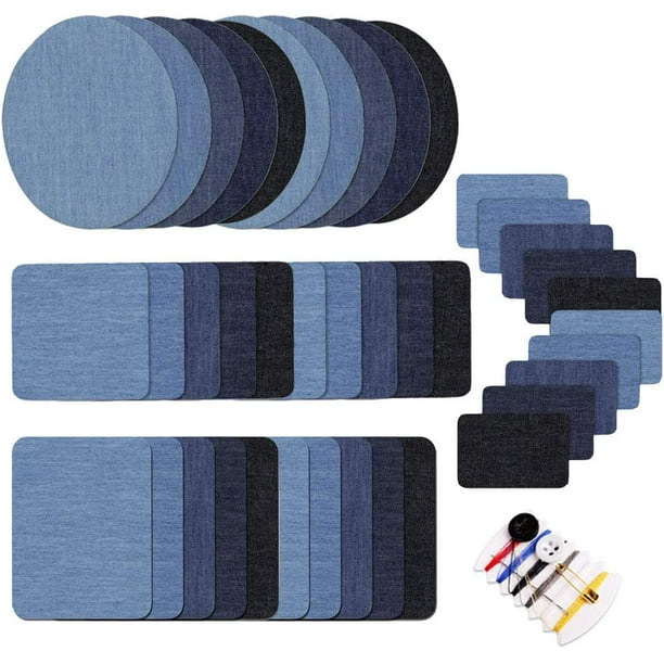RV Parche termoadhesivo Jean 25 piezas Parche termoadhesivo Parche de rodilla para niños Parche termoadhesivo de mezclilla Parche de tela termoadhesivo Parche para ropa Parche de tela Jean con kit de costura para ropa Rojo Verde