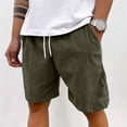 thumbnail image 2 of Nestiefly Mens Corduroy Shorts Casual Elastic Waist Drawstring Summer Beach Loose Fit Shorts with Pockets Army Green L, 2 of 7