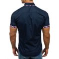 thumbnail image 3 of SwiftWear Men Polyester Short Sleeve Turndown collar Plaid Mens Tshirts Navy XL, 3 of 5