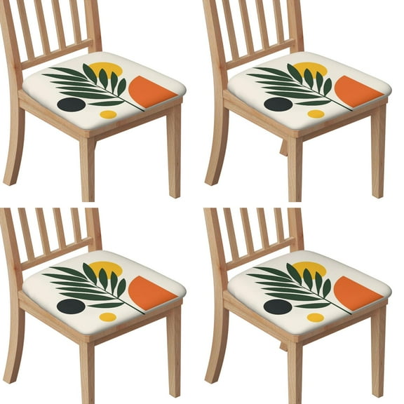 Boho Abstract Art Seat Covers for Dining Room Chairs Set Of 4,Stretch Printed Washable Chair Seat Cover with Elastic Ties and Button,Removable Waterproof Couch Cushion Covers