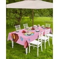 thumbnail image 4 of nqOlkjepod Pink Dessert Outdoor Tablecloth with Umbrella Hole & Zipper, Modern Art Colorful Watercolor Rectangle Table Cover 60x84 Inch, Dining Waterproof Table Cloth Protector for Patio/Party, 4 of 7