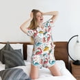 thumbnail image 5 of Fuzoiu Dinosaur Print Women's Short-Sleeved Pajama Set,Lounge Sleepwear Set,Womens Pajama Sets 2 Piece,Button-Up Top and Shorts with Pockets-Small, 5 of 7