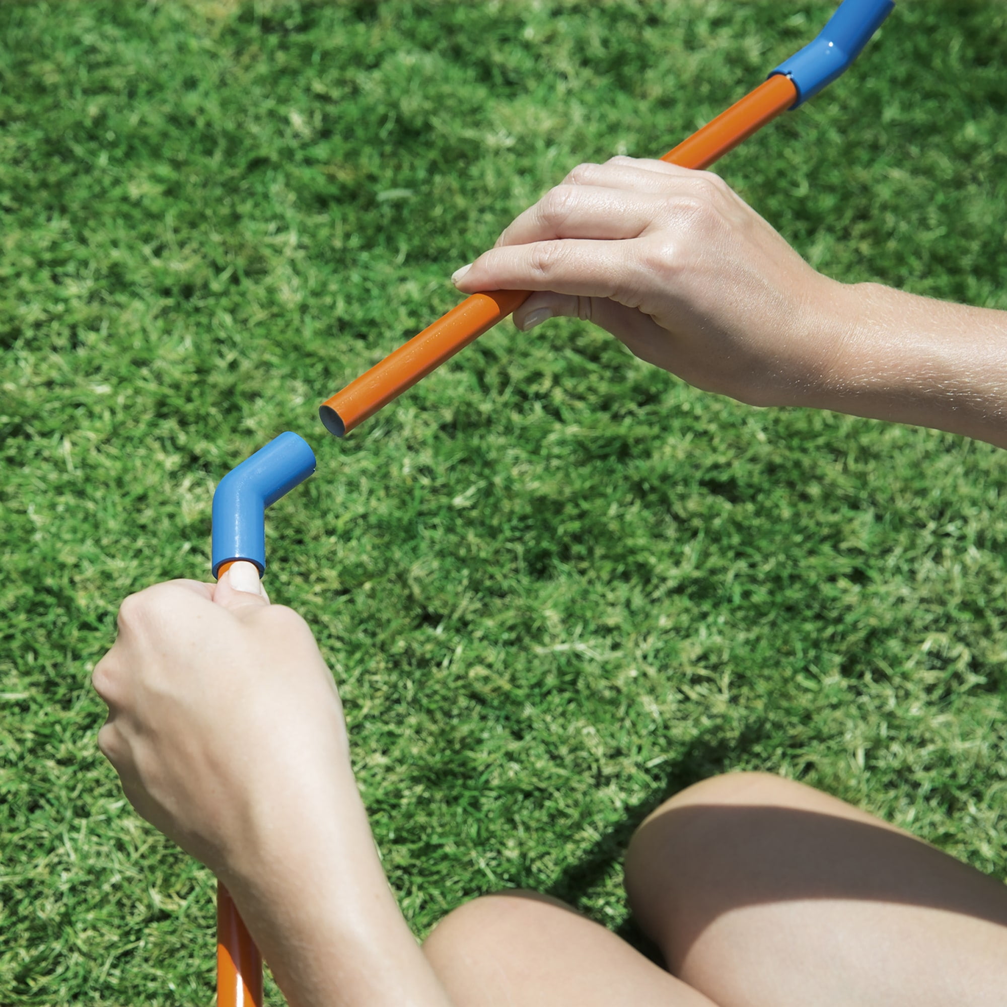 Bestway: H2OGO! Hydro Hoop Water Sprayer Sprinkler - Blue & Orange, Octagon Shaped, Rotating Water Splasher Blaster, Outdoor & Backyard Play, Kids 3+