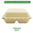 thumbnail image 2 of 9x9x3 Compostable 3 compartment Fiber Molded/Bagasse Take out Container, Hinged, Unbleached, 200 CT, 2 of 4