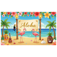 thumbnail image 6 of Tropical Themed Aloha Banner with Flamingos Pineapples and Tiki Decors Hawaiian Party Backdrop Decorations for Luau Events Beach Gatherings and Tropical Photo Props, 6 of 8