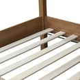 thumbnail image 7 of Twin Over Twin Bunk Bed, Upholstered Bunk Bed Frame with Ladder, Safety Guardrails, Rubber Wooden, Teddy Fleece Fabric Headboard and Footboard, Natural, 7 of 7