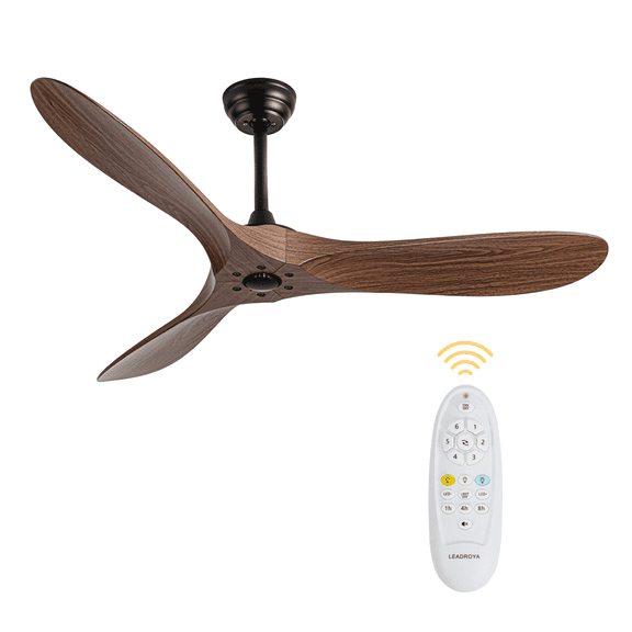 Ceiling Fans, 52 inch Ceiling Fan with Remote Control, Reversible, Dimmable, Noiseless Woodgrain Ceiling Fan for Living Room & Bedroom & Outdoor