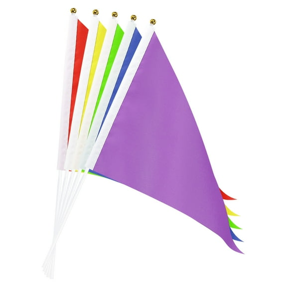 Uxcell Multi-color Flag Stick, Hand Held Mini DIY Flag 11.8 inch x 7.8 inch for Festival Events Celebration Pack of 25