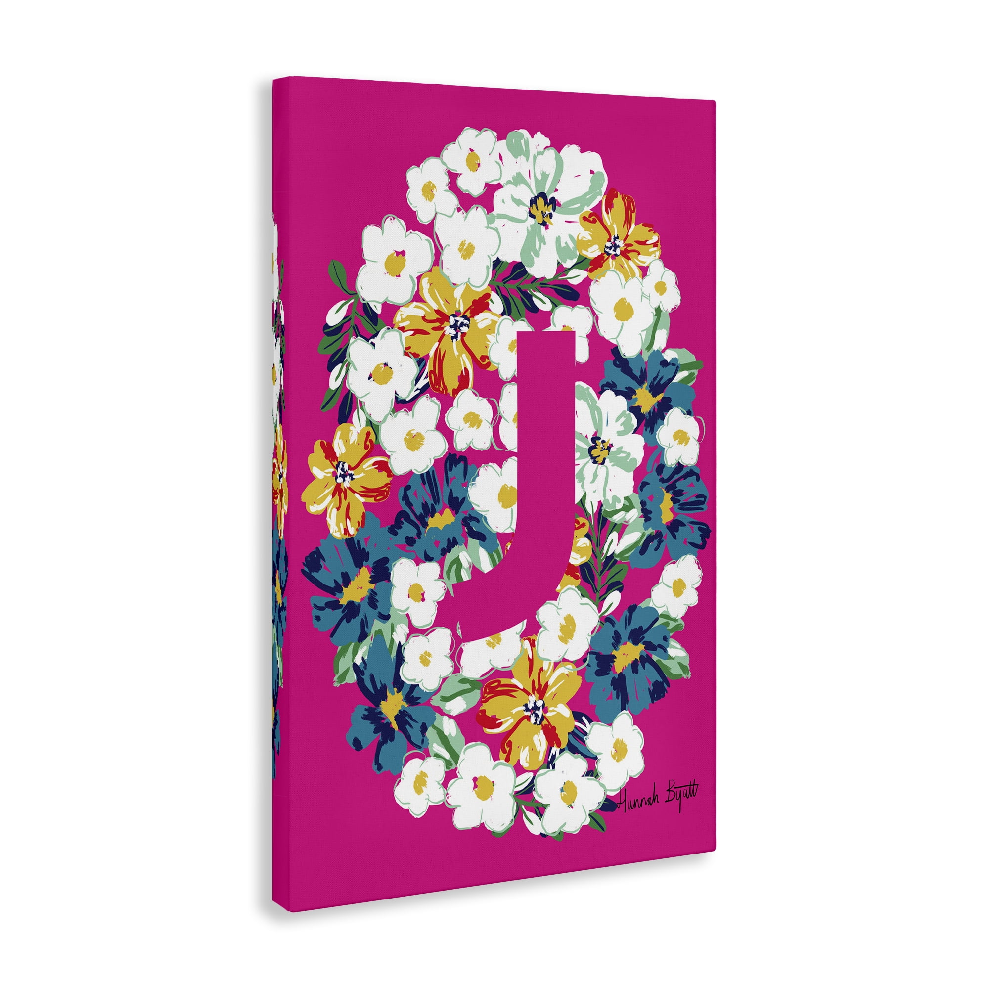 Stupell Industries Floral Bloom Letter J Botanical & Floral Painting Gallery Wrapped Canvas Art Print Wall Art, 20 x 30