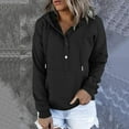 thumbnail image 3 of Womens Button Down Hoodies Pullover Collar Drawstring Sweatshirts Casual Loose Tunic Tops Long Sleeve Solid Shirts, 3 of 8