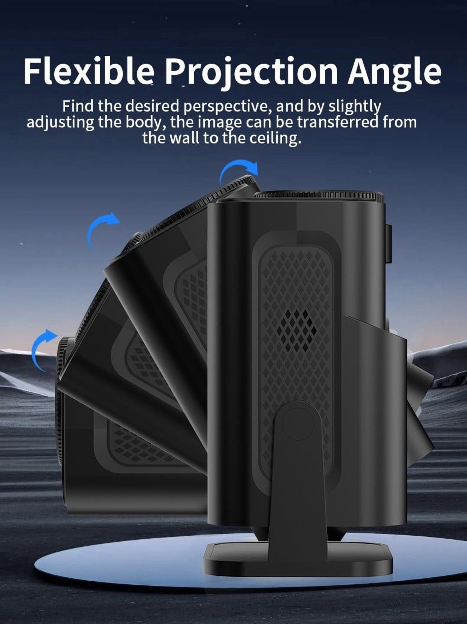 Mini Projector Hd With Built In Screen 180 Degree Rotatable Portable Projector for Home Outdoor Movie Night Smartphone Laptop