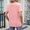 thumbnail image 5 of Women's Casual Solid Color Keyhole Round Neck Loose Short Sleeve T Shirt Top Womens Solid Color Top Womens Long Sleeve Athletic Shirt Short Sleeve T Shirts Women Space T Shirt Active Shirt Woman Large, 5 of 6