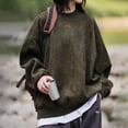 thumbnail image 2 of Mens Hoodie and Winter Vintage Loose Trend Heavy Suede Crewneck Sweatshirt, 2 of 7
