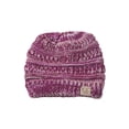 thumbnail image 2 of Kids Soft Cable Knit High Ponytail Winter Beanie - 3-Tone Pink, 2 of 2