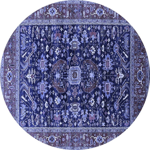 Ahgly Company Indoor Round Oriental Blue Industrial Area Rugs, 8' Round