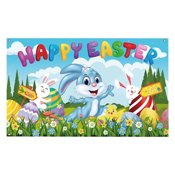 Costeam Easter Themed Backdrop Cloth,Festive Background Banner for Party Photo Booth and Home Decor