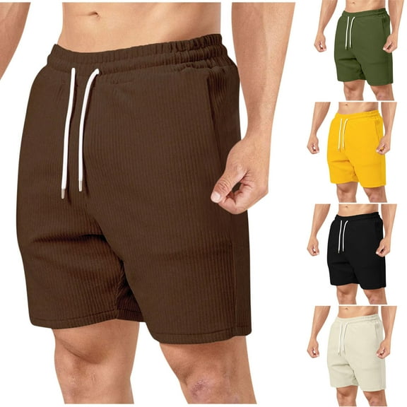 WRKEKC Mens Sports Shorts, Summer Shorts for Men, Men's Summer Solid Color Casual Drawstring Pocket Straight Through Shorts 3XL