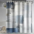thumbnail image 3 of 4Pcs Bathroom Sets with Shower Curtain and Rugs, Blue Grey Abstract Bathroom Shower Curtain Sets, Navy Blue Modern Art Bathroom Sets with Rugs and Accessories, 3 of 8