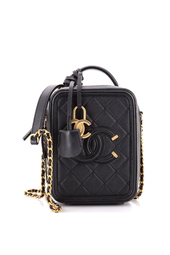 Pre-Owned Filigree Vertical Vanity Case Quilted Caviar By Rebag