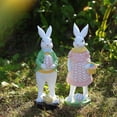 thumbnail image 6 of Easter Egg Craft, Rabbit Easter Decorative Figurine, Outdoor Garden Courtyard Art, Decorative Ornament for Home, Garden, Patio, Hallway & Outdoor Festival Decoration, Pink, 3.9*4.5*12in, 6 of 7