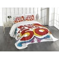 thumbnail image 3 of Ambesonne 50th Birthday Quilted Bedspread Set 3 Pcs, Colorful and Floral, Queen Size, Multicolor, 3 of 5