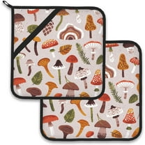 PRIYAL Retro Groovy Flower Bee Honeycomb Pot Holder Set of 2,Heat Resistant Potholders Oven Hot Pads for Kitchen Cooking Baking BBQ