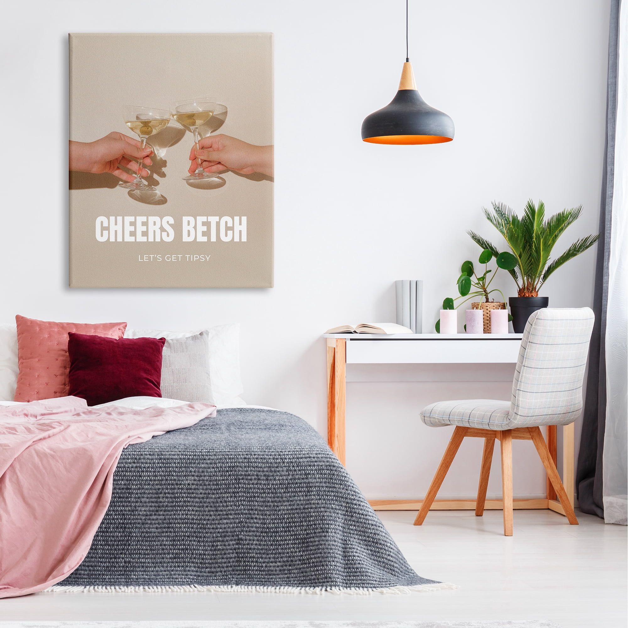Stupell Industries Cheers Betch Wine Glasses Food & Beverage Painting Gallery Wrapped Canvas Art Print Wall Art, 36 x 48