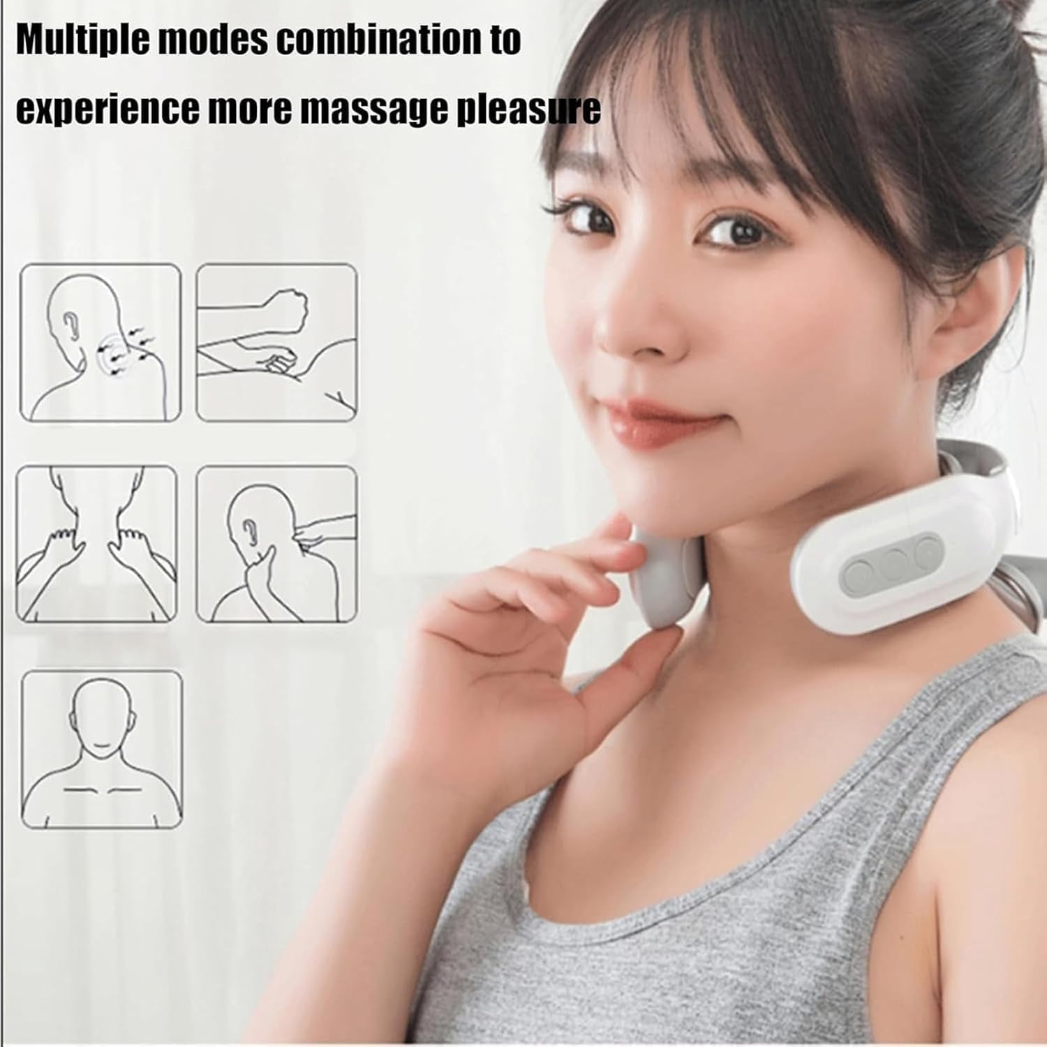 Neck Massager-Portable Upgraded 4-Head Electric Massagers Set with 6 Modes & 15 Levels, Promote Muscle Relaxation